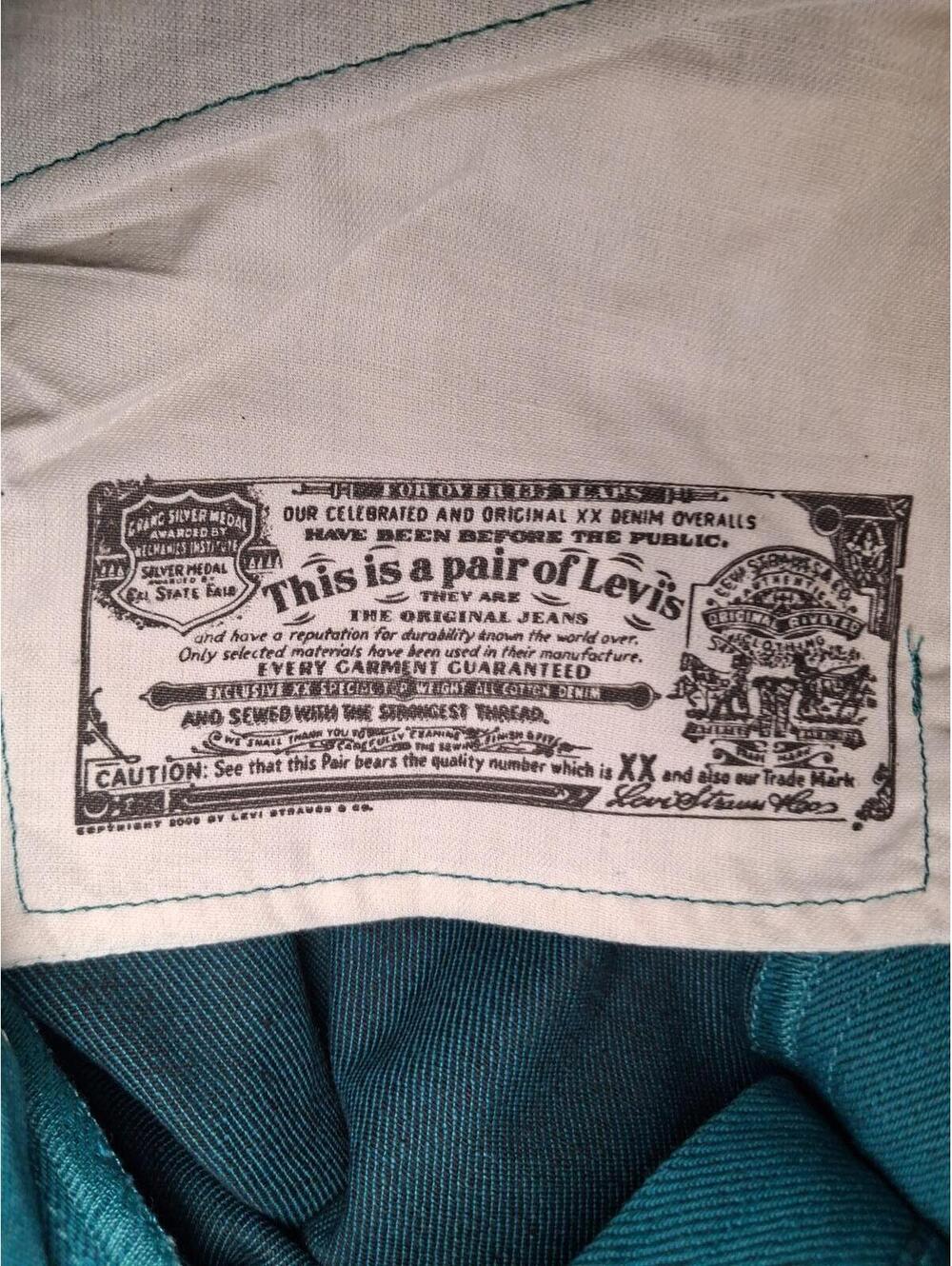 NEW Levis 501 Jeans 36x32 Teal Geen Cotton Straight Leg - Picture 5 of 11